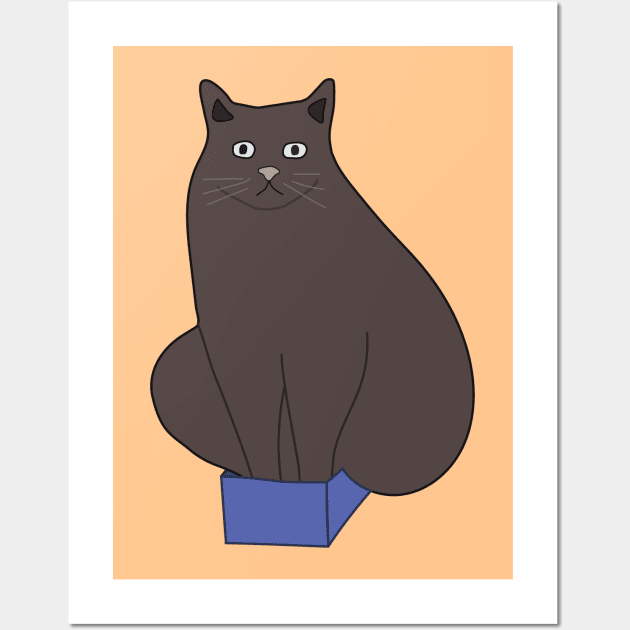 If I fits I sits - Cute Cat Sitting in Box Wall Art by Window House